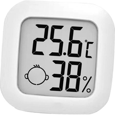 Mini thermomètre hygromètre température humidité écran précis plastique ABS chambre bébé bureau salle de bain blanc 43x42x13mm pile 2032 non incluse (1/4)