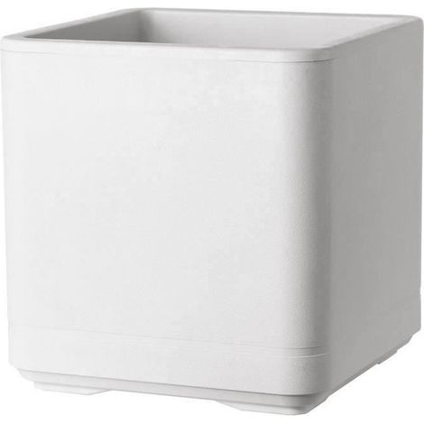 Vaso per fiori Cube - DEROMA - Cosmo - Perla - Con riserva d'acqua - Ruote - 38 cm (1/5)