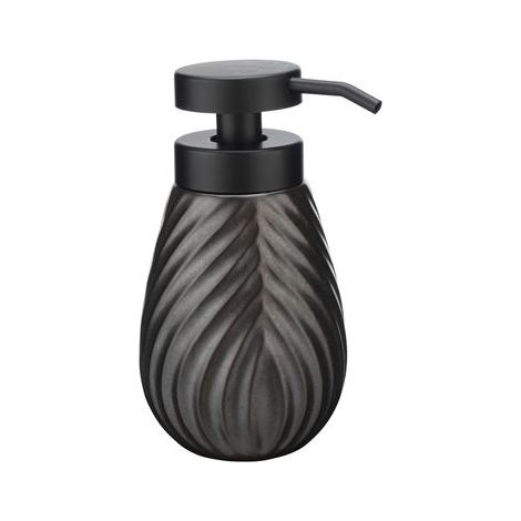 Distributeur de savon WENKO Idro anthracite 2 pièces ensemble accessoires salle de bain céramique design porte-brosse à dents céramique set salle de bain anthracite accessoires salle de bain 330 ml (1/5)