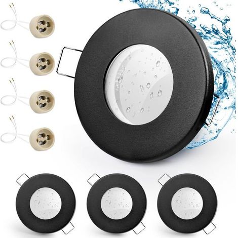 4x Spot LED encastrable IP65, cadre plat 68 mm pour GU10, spots salle de bain et extérieur