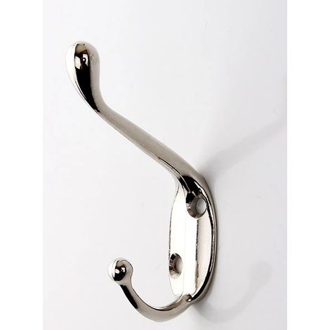 Cinq cintres en alliage de zinc couleur bronze, avec crochets muraux et vis.