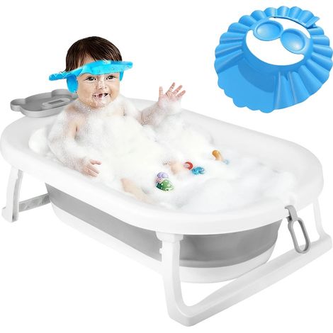 Bañera plegable para bebés, material ecológico, termómetro incorporado, diseño de oso. (1/2)