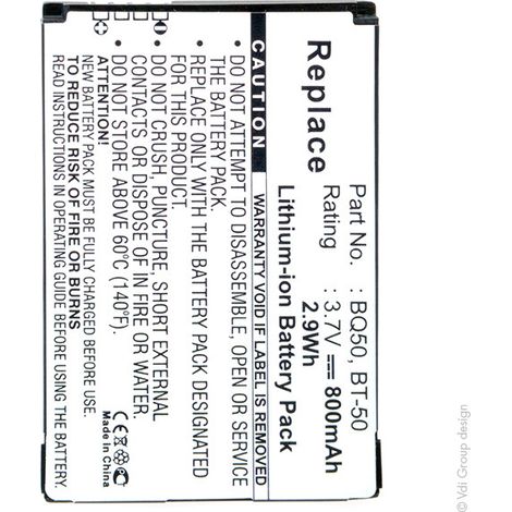 NX - Batterie téléphone, smartphone, GSM pour Motorola 3.7V 800mAh - BQ-50BQ50BT50BT6 (1/4)