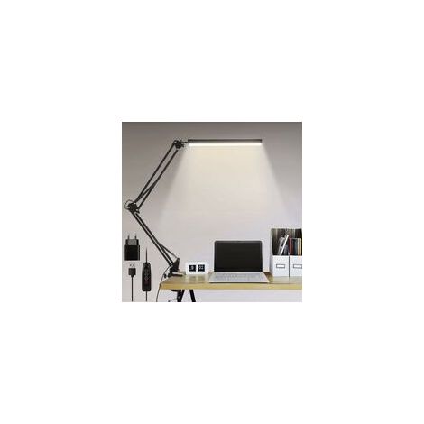 LED-Schreibtischlampe, 14 W, faltbare Architekten-Schreibtischlampe mit Clip, 10 Helligkeitsstufen x 3 Farbmodi, einstellbare, augenschonende Schreibtischlampe, 5 V/2 A CE-Adapter im Lieferumfang enth