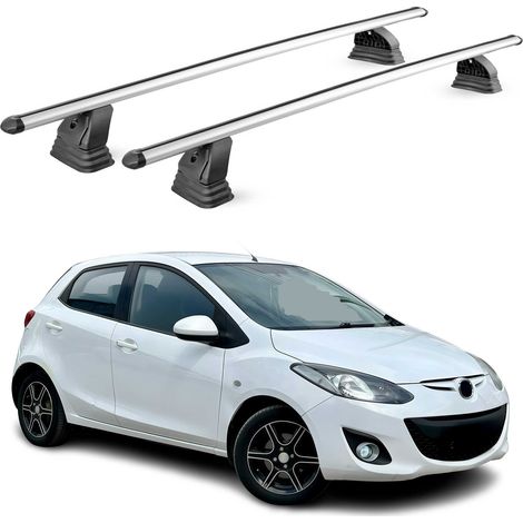 OMAC Barres de toit transversales en aluminium pour Mazda 2 II HB 2007-2014 – TÜV / DIN 75302:2019 – Antivol inclus – Charge max 75 kg – 2 barres – Gris (1/5)