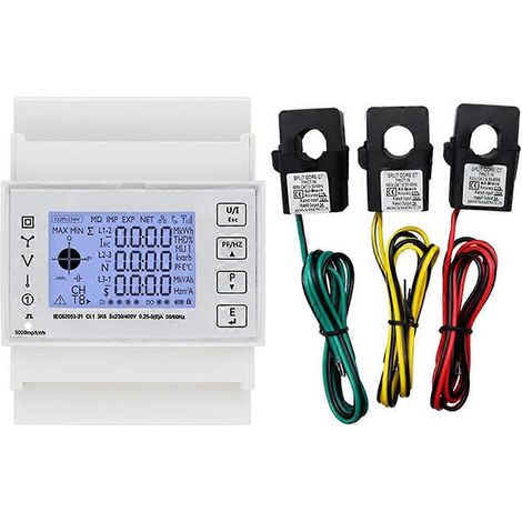 Compteur d'énergie intelligent triphasé sur rail DIN avec WiFi, transformateur de courant KCT16, 230/400 V CA, multifonction, Modbus RTU, RS485 (1/5)