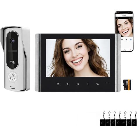 Visiophone WiFi avec contrôle d’accès interphone vidéo connecté ouverture de porte via application mobile et RFID(IC) / NFC pour entrées (1/5)