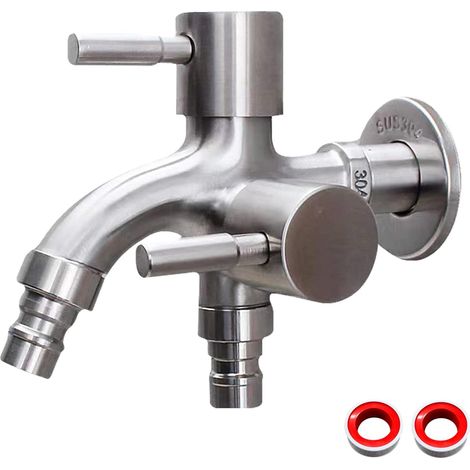 Robinet Double Sortie 1/2" Pour Machine à Laver, Extérieur et Jardin - Multifonction Pour Ménage (1/5)