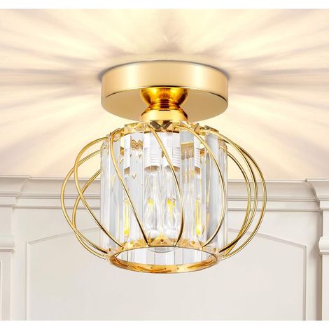 Plafonnier En Verre Lampe De Plafond En Cristal Lustre Moderne Or Plafonnier Créatif E27 Pour Couloir Bureau Cuisine Balcon Salon (1/5)
