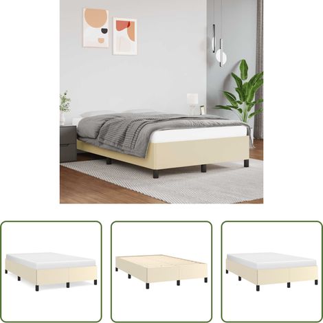 Kunstlederbett - Bettgestell ohne Matratze Creme 120x190 cm Kunstleder (1/5)
