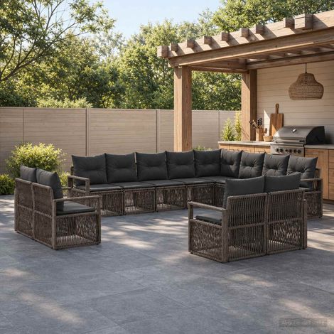 Set Divano da Giardino 12 pcs Grigio polyrattan vidaXL (1/5)