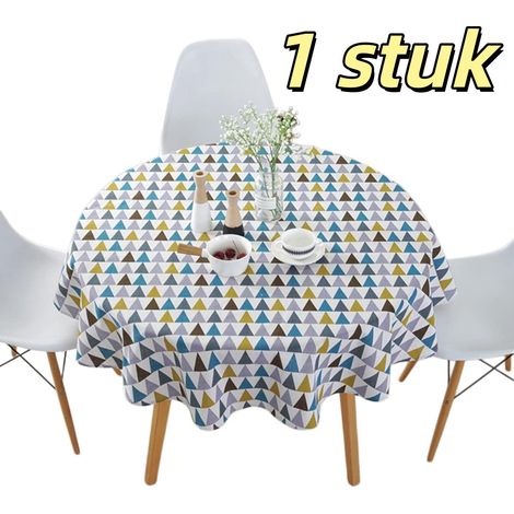 Nappe ronde en coton et lin diamètre 120 cm pour décoration de table cuisine jardin fête et pique nique (1/5)