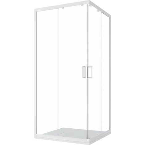 Box Doccia Scorrevole 70x100 cm Profili in Alluminio Bianchi Vetro 4mm Trasparente h185 Mod. Ibiza (1/5)