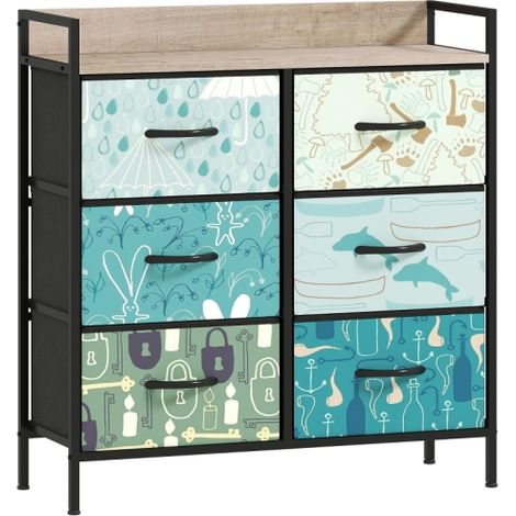 Stylish Blue 6-Drawer Chest for Organized Storage and Home Decor Enhancement