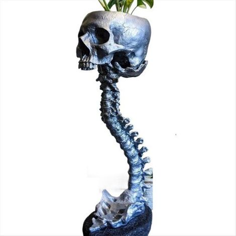 1 x Jardinière Tête de Mort,Résine,Argent,Décoration Intérieure,Bureau,Maison (1/5)