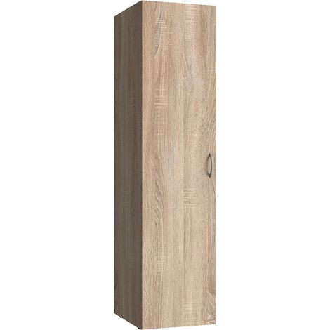 Armoire de rangement avec 1 porte en bois mélamine coloris imitation chêne - longueur 50 x hauteur 185 x profondeur 54 cm