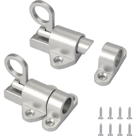 2-teiliges Rückprall-Türschloss, Türriegel aus Aluminiumlegierung mit Schrauben, Sicherheitsfederschloss, automatisches Türschloss für Holztüren, Fenster, Schranktüren und Balkontüren