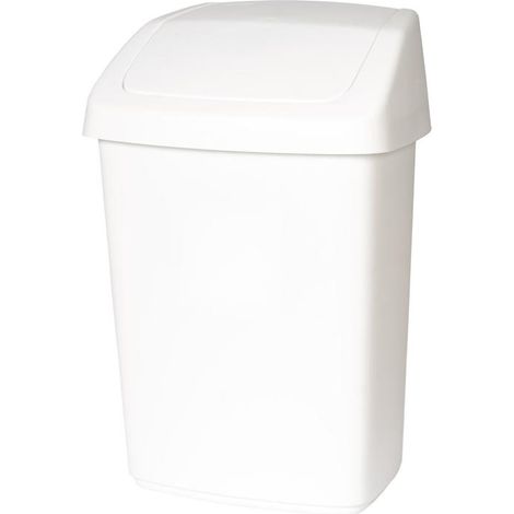 Poubelle à couvercle basculant H377xl246xP198 mm 10 l plastique blanc RUBBERMAID (1/2)