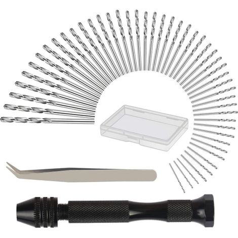 perceuse à main avec 48 mini fraises à chanfreiner hélicoïdales (0,6-3 mm) (1/4)