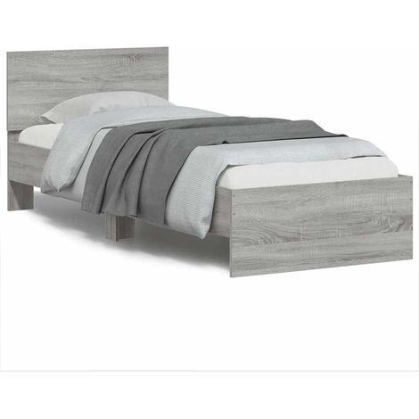 vidaXL Bed Frame without Mattress with LED Lights Grey Sonoma 90x190cm (1/5)
