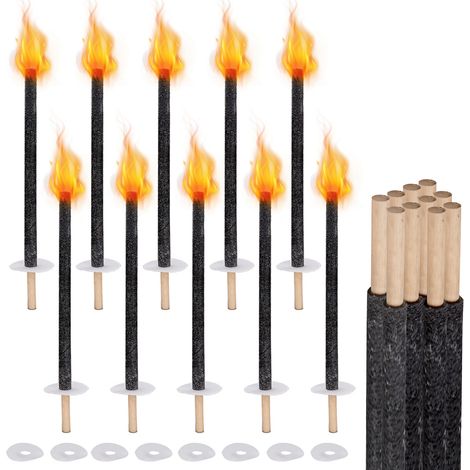 SWANEW Torche jardin Lot de 50 torches à cire Durée de combustion 90 minutes Lampes de jardin à manche extra long 42cm