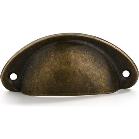 Lot de 10 Poignées de tiroir, Coquillage vintage, Fer incurvé, Laiton antique, Cuisine placard (1/5)
