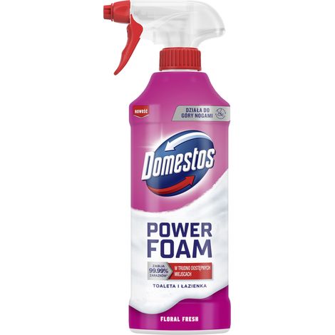 Domestos Power Foam Detergente Schiuma per WC e bagno, fragranza fresca, 435 ml