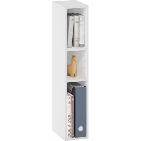 Étagère à Livres, bibliothèque étroite à 3 Niveaux, avec étagère de Rangement de 20.3 cm de Largeur, 23.6 x 15.1 x 80, pour Salon, Chambre, Bureau à Domicile, Blanc (1/5)