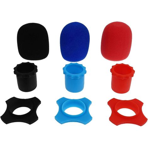 Lot de 9 protections anti-dérapantes pour microphone sans fil (anneau et bonnette anti-vent).-7.6X6X6CM (1/3)