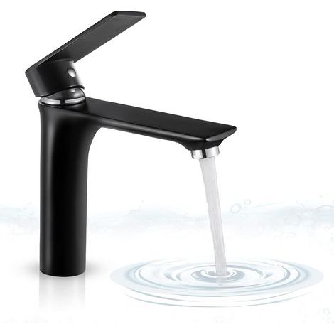 Robinet de Salle de Bain Noir Robinet Lavabo Moderne Chaude et Froide Réglable Mitigeur Évier en Laiton Robinetterie Vasque Mélangeur (1/3)
