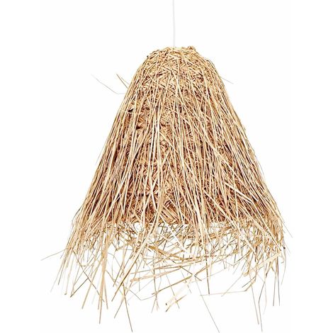 Lampe suspendue en osier "GUSS" - E27 - Blanc boho chic