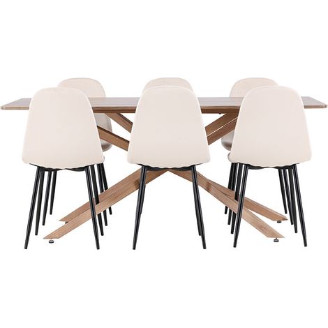 Piazza Essgruppe Tisch 90x180cm und 6 Velours Stühle mocca.