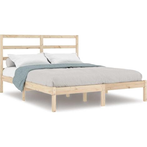 Maison Exclusive - Cadre de lit sans matelas 135x190 cm bois massif (1/5)
