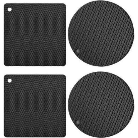 Set mit 4 Silikon-Untersetzern, hitzebeständig und rutschfest, für Arbeitsplatten und Küchentische (1/5)