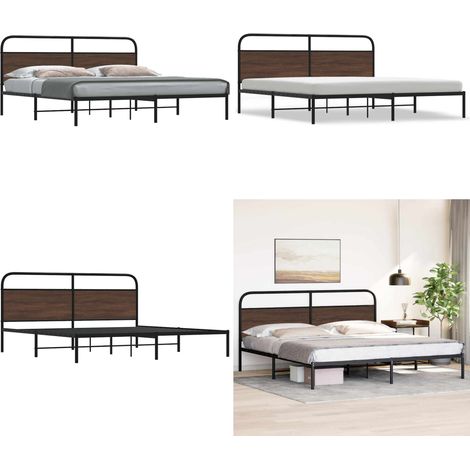 vidaXL Metallbett ohne Matratze Braun Eichen-Optik 180x200 cm (1/5)
