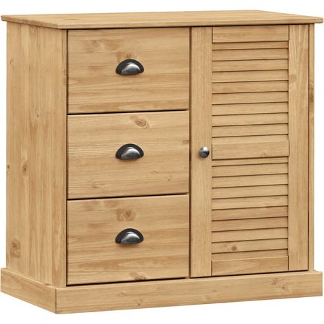 Aparador cómoda mueble almacenaje organizador cocina salón con cajones 78x40x75 cm madera maciza pino marrón 020030140