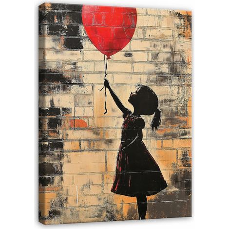 Peinture abstraite banksy fille pour salon chambre sur toile 120x80 (1/3)