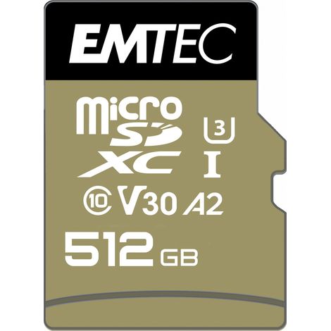Tarjeta EMTEC M512GB UHS-I U3 V30 A2 Speedin Pro + Adaptador (1/2)