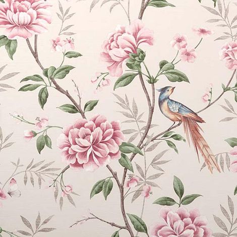 Fine Decor Akina Floral Natural Pink Fabric Effect Paste The paper Wallpaper (1/4)