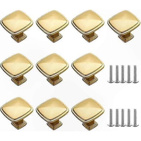 Poignées de placard dorées x10, tiroirs et meubles, boutons de tirage en métal, finition or, lot de 8 poignées de porte, accessoires de cuisine, design moderne, quincaillerie de mobilier. (1/4)