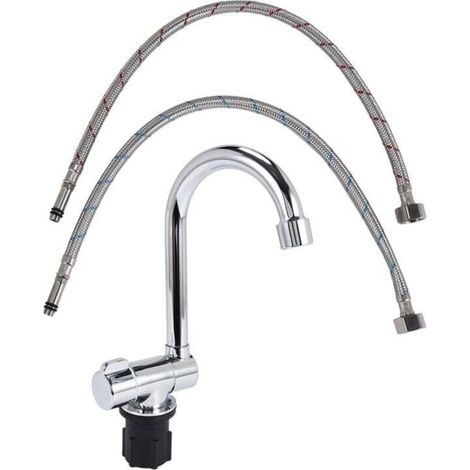 Mitigeur Évier Cuisine Pliable Rotation 360 Degrés Eau Froide Chaude pour Bateau Camping-Car