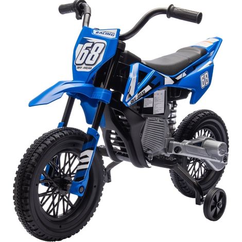 Moto électrique pour enfants 12V avec musique, roues d’entraînement, bleu MODENUIT (1/4)