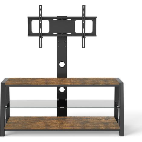 Mobile TV in legno marrone con vetro temperato nero e supporto girevole regolabile (1/5)