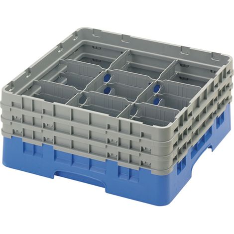 Casiers de lavage - 9 compartiments verres - Haut max 17.4 cm - 50 x 50 x 22.5 cm - Lot de 3 - Cambro