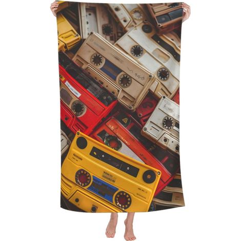 Serviette de plage rétro en microfibre sans sable ultra douce à séchage rapide, serviette de piscine, serviette absorbante, serviette légère, cadeau pour extérieur, salle de bain, décoration de