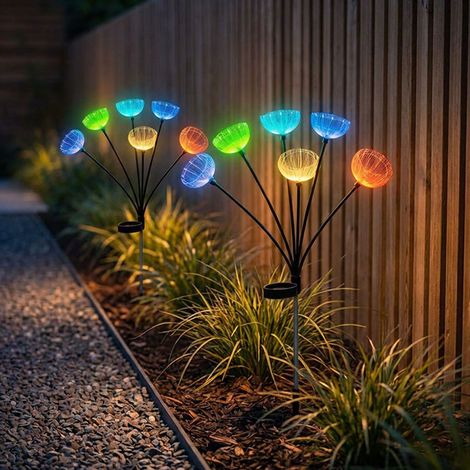 2x Solarleuchte Garten Stecklampe Außenbereich Farbwechsel Edelstahl H 70 cm (1/4)
