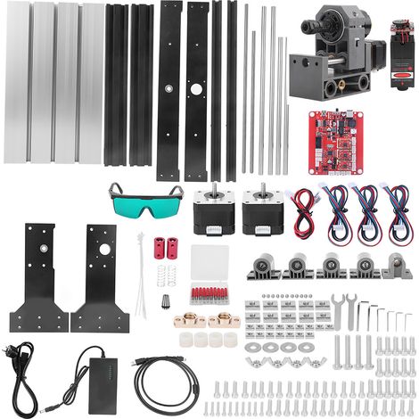 Graveuse CNC 3018 Pro Mini avec graveur laser 5500mW, machine de gravure standard version, 110-240V avec prise UE, kit de travail pour bois, métal et acrylique, précision élevée pour bricolage. (1/5)