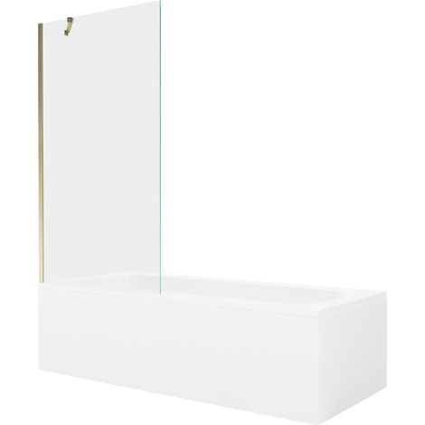 Baignoire rectangulaire Mexen Vega 160 x 70 cm avec habillage et paroi 1 volet 90 cm, transparent, doré - 550116070X9509000050 (1/5)