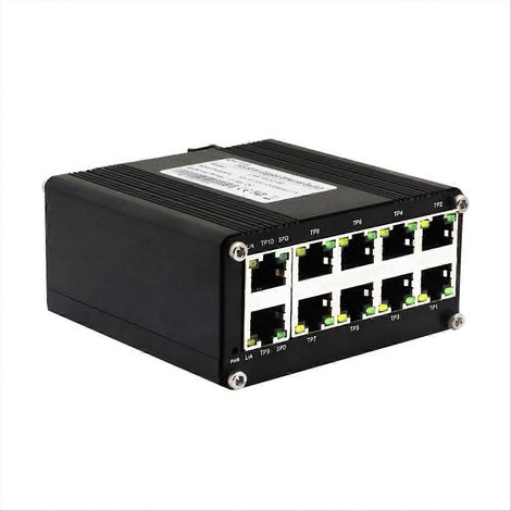 Mini-Industrie-PoE-Gigabit-Ethernet-Switch, 10 Ports, 10/100/1000 Mbit/s Ethernet, RJ45, DIN-Schienenmontage, IP40 (1/5)