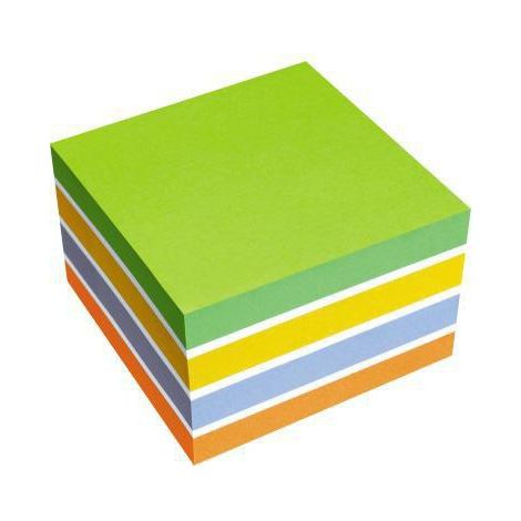 Haftnotizwürfel Farbmix Brilliant 75 x 75 mm (B x H) moosgrün weiß rapsgelb violett orange 450 Bl. (1/2)